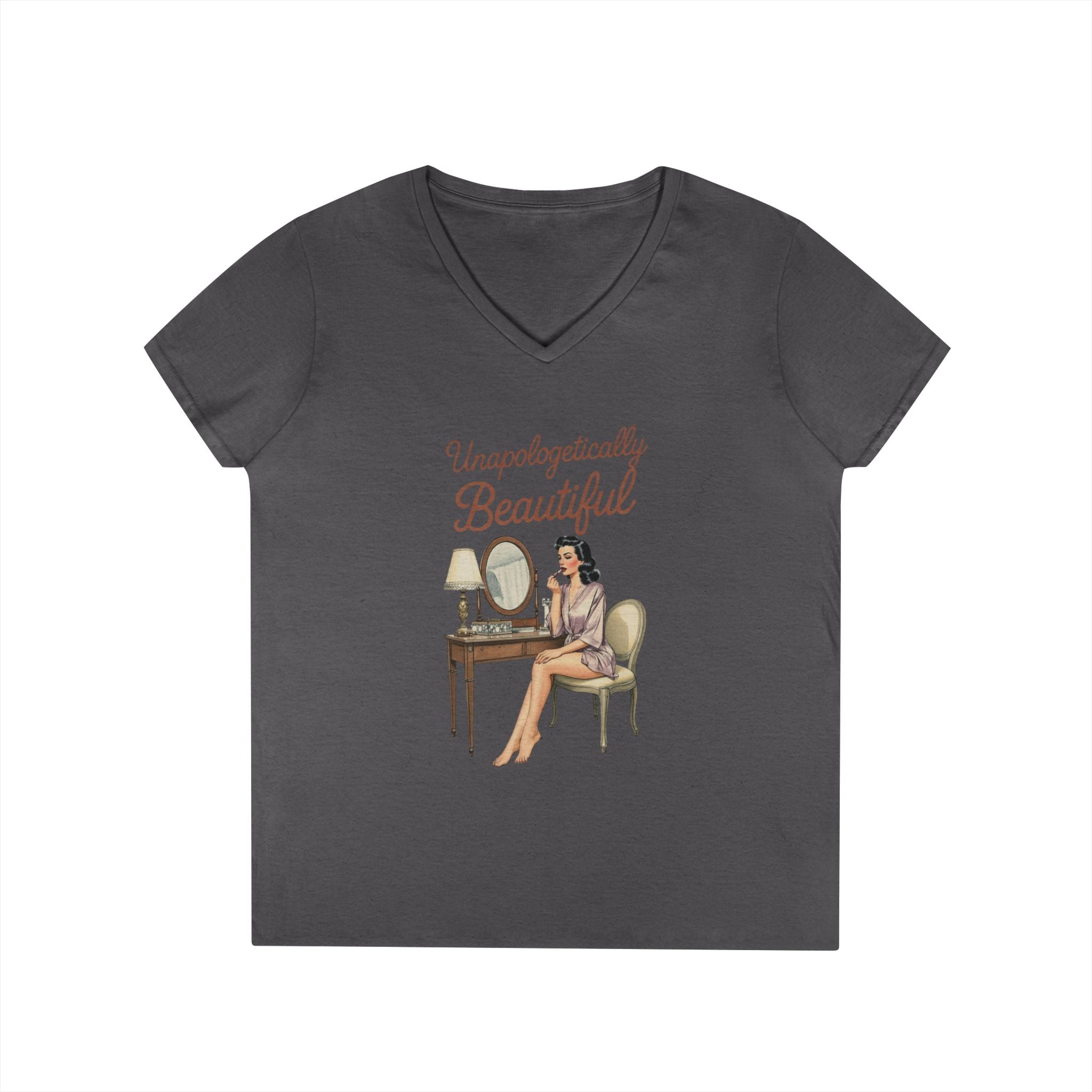 Unapologetically Me V-Neck T-Shirt | Retro Vanity Mirror Graphic Tee | Empowerment Shirt for Women | Sassy Ladies Gift | Vintage Women Tee