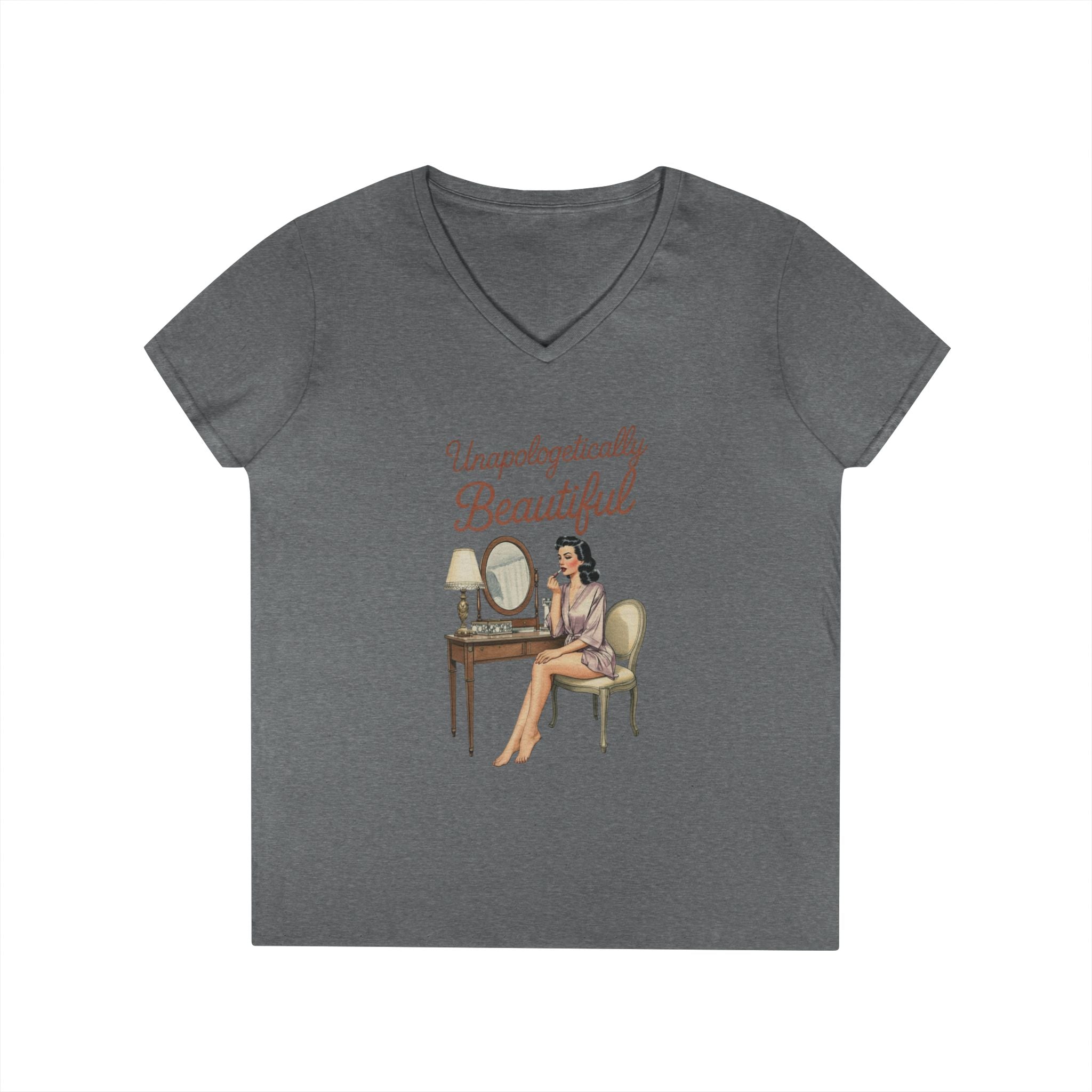 Unapologetically Beautiful V-Neck Tee Retro Vanity Graphic Ladies' T-Shirt