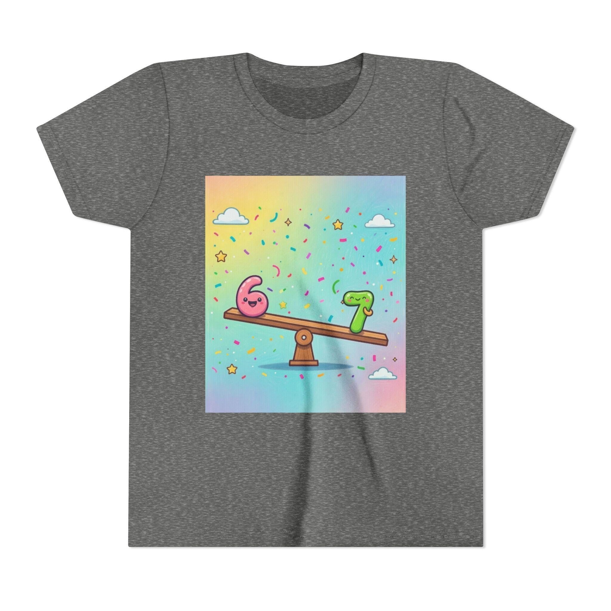Kids 6 vs 7 Tee Colorful Seesaw Shirt