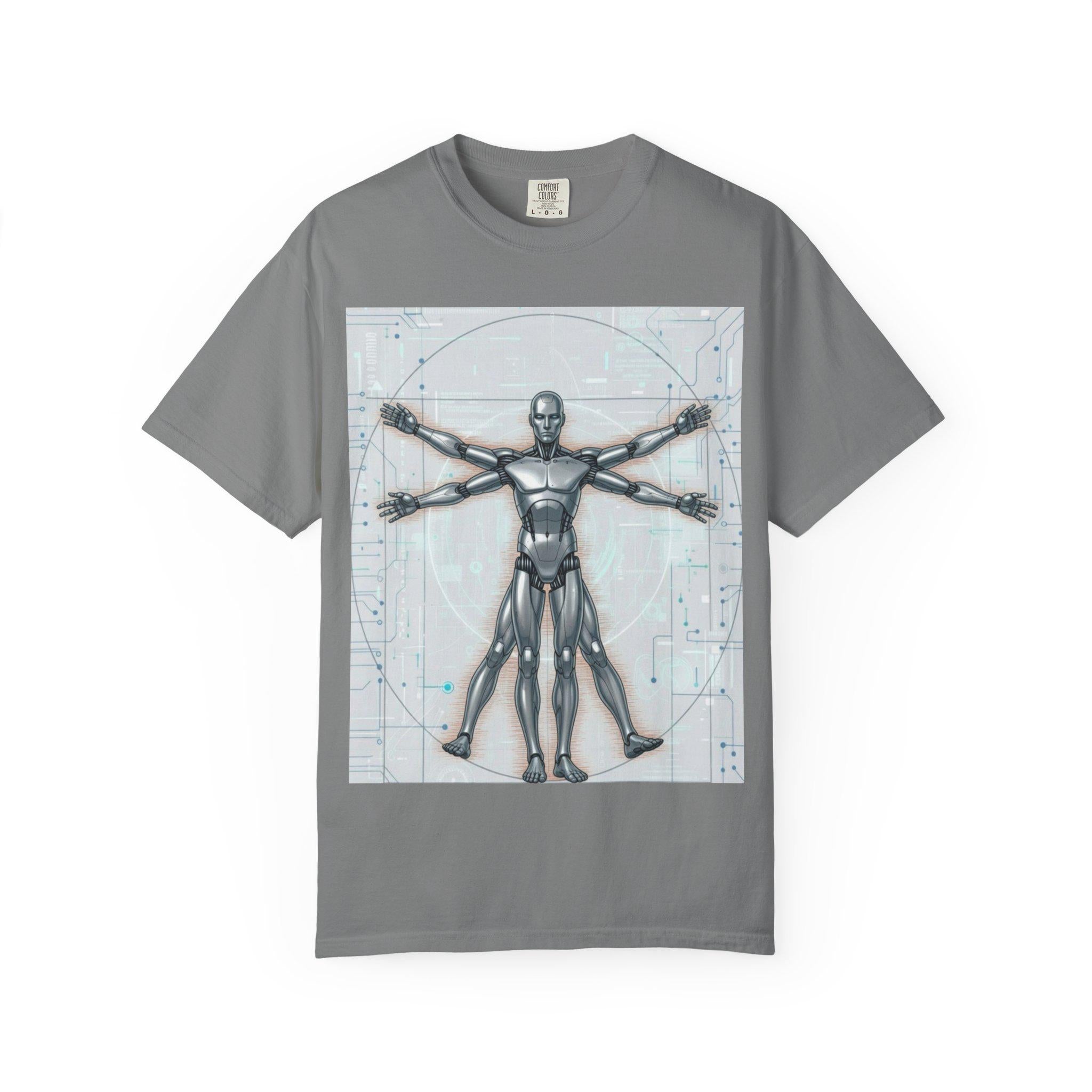 Vitruvian Robot T-Shirt Futuristic SciFi Graphic Tee