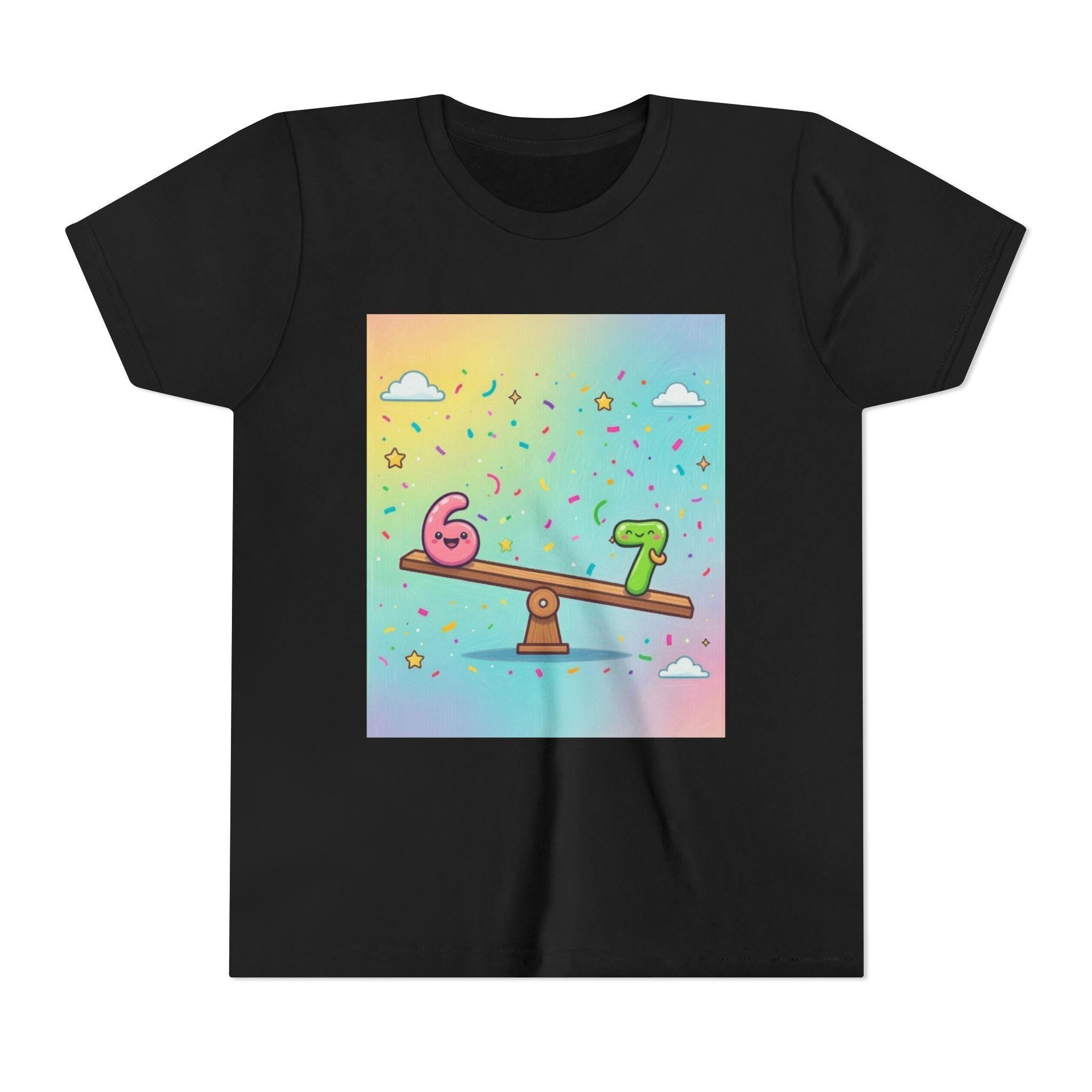 Kids 6 vs 7 Tee Colorful Seesaw Shirt