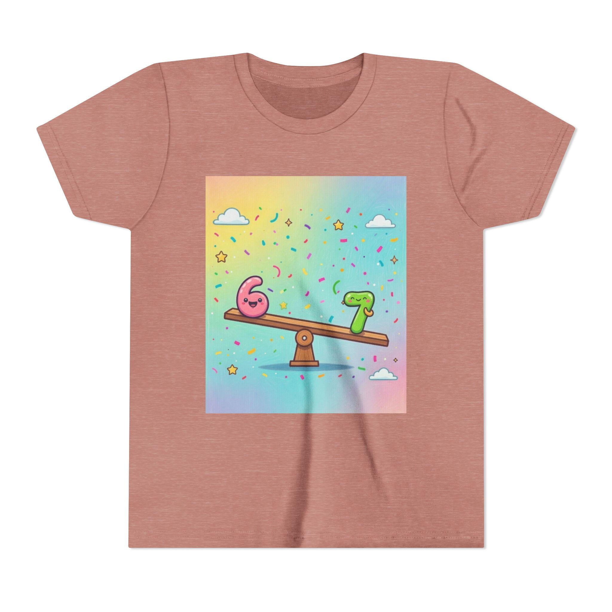 Kids 6 vs 7 Tee Colorful Seesaw Shirt