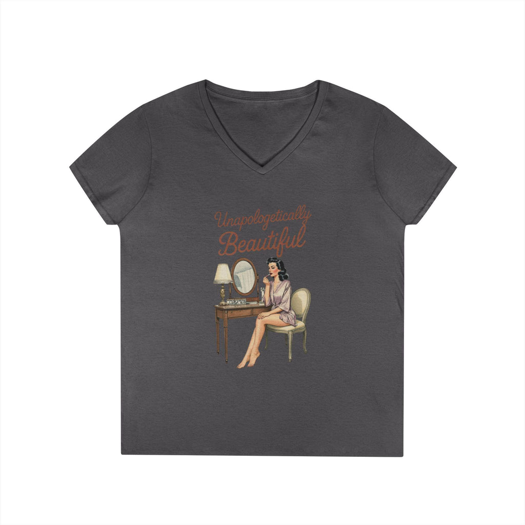 Unapologetically Beautiful V-Neck Tee Retro Vanity Graphic Ladies' T-Shirt