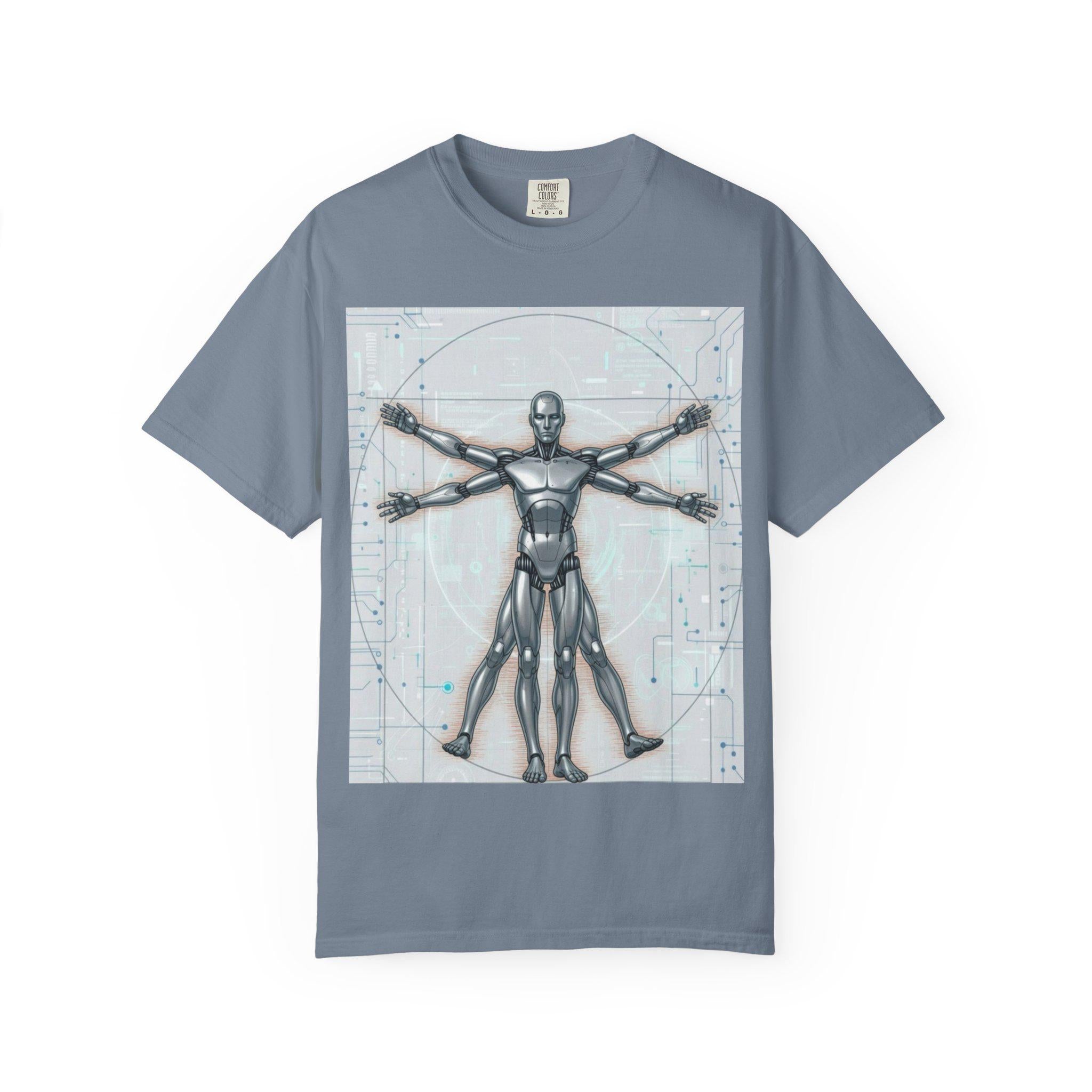 Vitruvian Robot T-Shirt Futuristic SciFi Graphic Tee