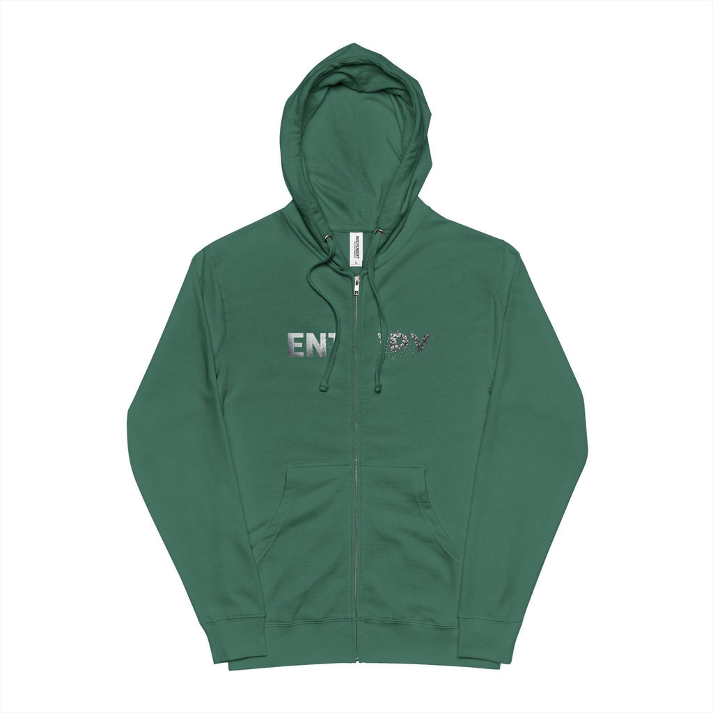 Entropy Zip-Up Hoodie Minimal 'ENERGY' Front Graphic, Cozy Fleece Zipper Hoodie