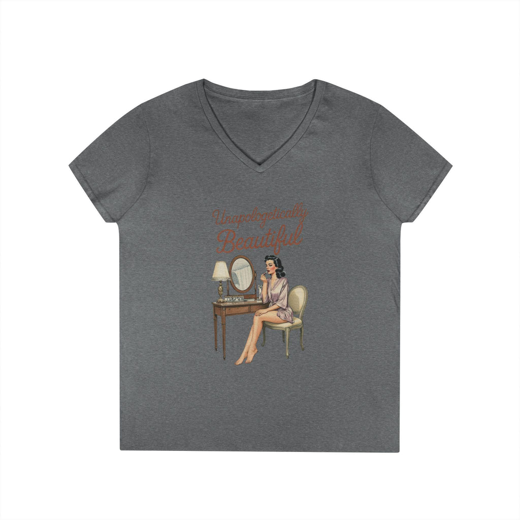 Unapologetically Beautiful V-Neck Tee Retro Vanity Graphic Ladies' T-Shirt